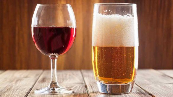 Birra e vino rosso