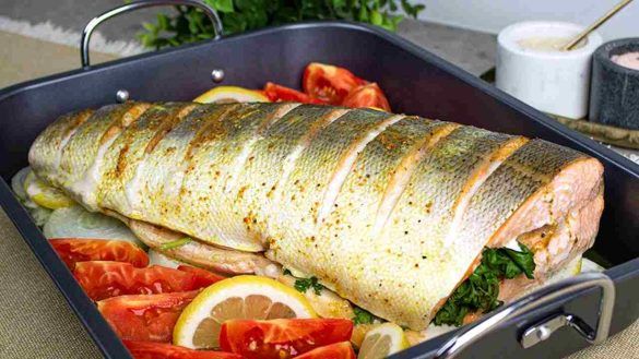 Salmone con verdure al forno