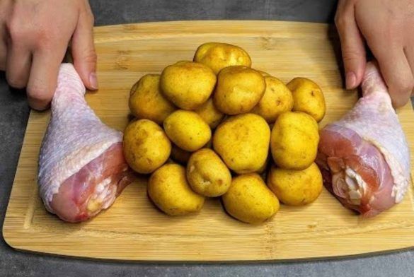 Cosce di pollo e patate