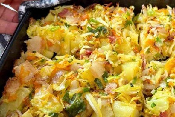 Mix di cavolo, patate e carote al forno