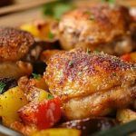 Appetitose cosce di pollo con verdure